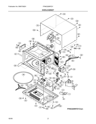 Oven,cabinet Diagram and Parts List for FPMO209RFDY  Frigidaire Microwave