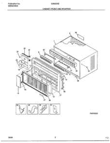 Cabinet Front And Wrapper Diagram and Parts List for 5368000B  Frigidaire Air Conditioner