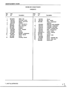 Room Air Conditioner Page 4 Diagram and Parts List for 5057C  Frigidaire Air Conditioner