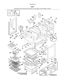 Body Diagram and Parts List for 79094243313  Kenmore Range
