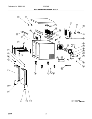 02 - RECOMMENDED SPARE PARTS Diagram and Parts List for KCUC48F  Frigidaire Freezer