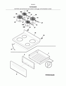 Top/drawer Diagram and Parts List for 79094159312  Kenmore Range