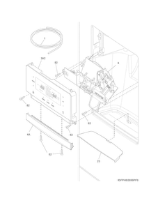 Controls & Ice Dispenser Diagram and Parts List for FPHB2899PF1  Frigidaire Refrigerator
