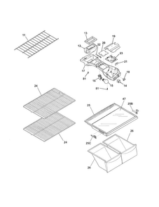 Shelves Diagram and Parts List for FFTR1514QW9  Frigidaire Refrigerator