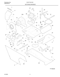 Motor/Blower/Belt Diagram and Parts List for GCGT1041AS1  Frigidaire Dryer