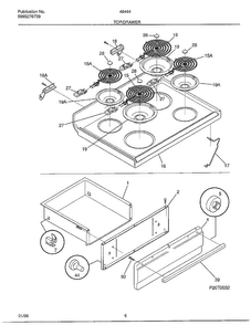 Top/drawer Diagram and Parts List for 484447D  Frigidaire Range