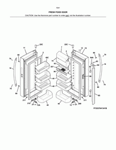 Fresh food doors Diagram and Parts List for 2537041941D  Kenmore Refrigerator