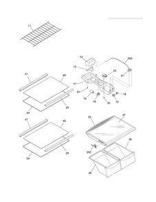 Shelves Diagram and Parts List for FRT21G3NW0  Frigidaire Refrigerator