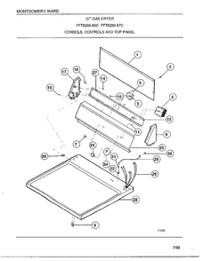 Console/controls And Top Panel Diagram and Parts List for 8289-80C  Frigidaire Dryer