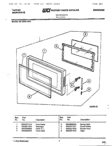 Tappan Microwave Diagram and Parts List for 56-1030  Frigidaire Microwave