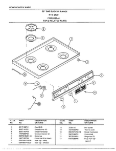 30" Range/top And Related Parts Diagram and Parts List for 2420A  Frigidaire Range