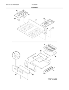 Top/drawer Diagram and Parts List for TGF351RBC  Tappan Range