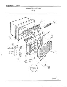 Room Air Conditioner Diagram and Parts List for 5367C  Frigidaire Air Conditioner