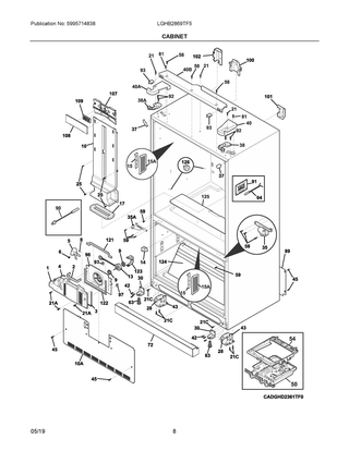 Cabinet Diagram and Parts List for LGHB2869TF5  Frigidaire Refrigerator