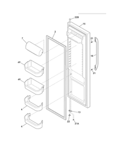 Refrigerator Door Diagram and Parts List for FFHS2313LP7  Frigidaire Refrigerator