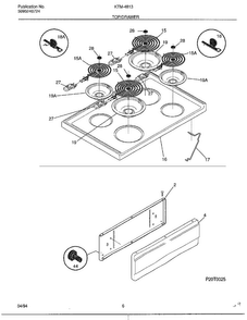 Top/drawer Diagram and Parts List for 4813-80B  Frigidaire Range