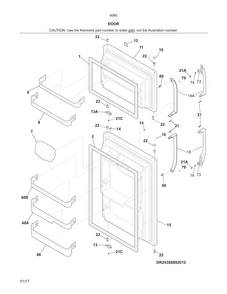 Door Diagram and Parts List for 25360609414  Kenmore Refrigerator