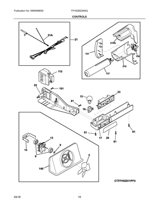 Controls Diagram and Parts List for FFHS2622MSQ  Frigidaire Refrigerator
