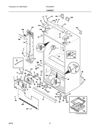 Cabinet Diagram and Parts List for FGHD2368TF3  Frigidaire Refrigerator