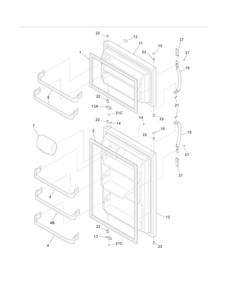 Doors Diagram and Parts List for FRT18G6JSD  Frigidaire Refrigerator