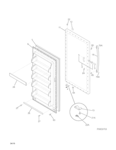 Door Diagram and Parts List for FFFU14M1QWG  Frigidaire Freezer