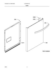 Door Diagram and Parts List for LFID2459VF3A  Frigidaire Dishwasher