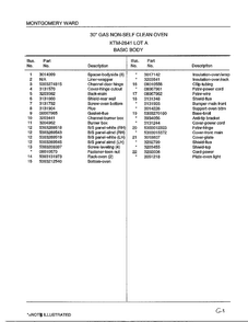 Basic Body Page 2 Diagram and Parts List for 2841A  Frigidaire Range