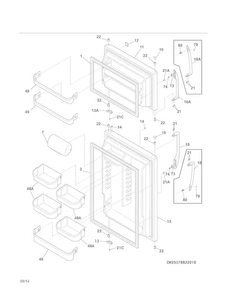 Doors Diagram and Parts List for 25368823012  Kenmore Refrigerator