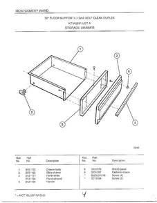Storage Drawer Diagram and Parts List for 2891  Frigidaire Range