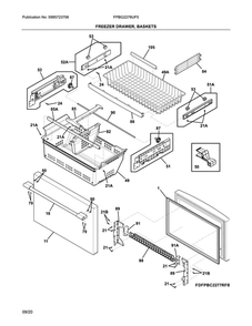 Freezer Drawer, Basket Diagram and Parts List for FPBG2278UF5  Frigidaire Refrigerator