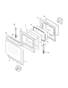 Door Diagram and Parts List for LFEF3017LBC  Frigidaire Range