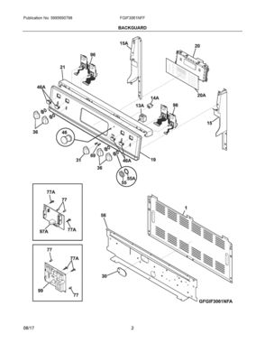 02 - BACKGUARD Diagram and Parts List for FGIF3061NFF  Frigidaire Range