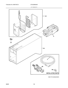 Ice Maker Diagram and Parts List for CFEH2868AW0  Frigidaire Refrigerator