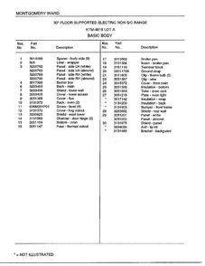 Basic Body Page 2 Diagram and Parts List for 4819A  Frigidaire Range
