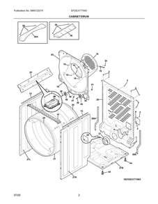 Cabinet/Drum Diagram and Parts List for EFDE317TIW3  Frigidaire Dryer