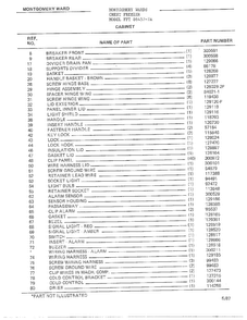 Cabinet Page 2 Diagram and Parts List for 86457-7A  Frigidaire Freezer