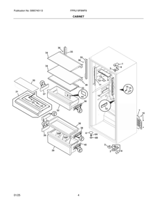 Cabinet Diagram and Parts List for FPRU19F8WF8  Frigidaire Refrigerator