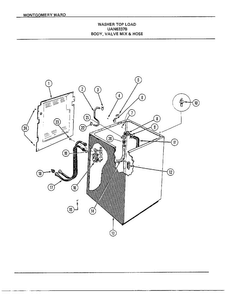 Body, Valve Mix And Hose Diagram and Parts List for 6337B  Frigidaire Washer