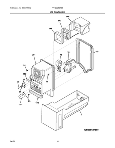 Ice Container Diagram and Parts List for FFHD2250TS8  Frigidaire Refrigerator