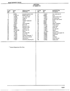 Freezer Page 2 Diagram and Parts List for 80437A  Frigidaire Freezer