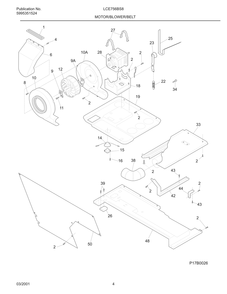 Motor/Blower/Belt Diagram and Parts List for LCE756BS8  Frigidaire Dryer