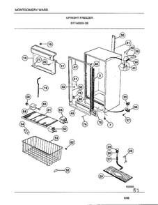 Upright Freezer Page 3 Diagram and Parts List for 46659B  Frigidaire Freezer