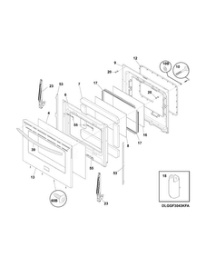 Door Diagram and Parts List for FGGF3054MFD  Frigidaire Range