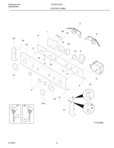 Control Panel Diagram and Parts List for FGZ831CAS1  Frigidaire Dryer