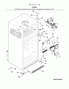 Cabinet Diagram and Parts List for 25370502614  Kenmore Refrigerator