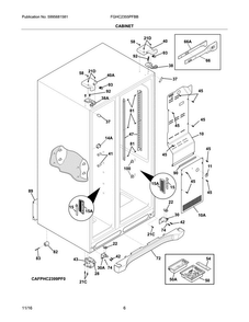 Cabinet Diagram and Parts List for FGHC2355PFBB  Frigidaire Refrigerator