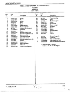 Room Air Conditioner - Slider/casement Page 2 Diagram and Parts List for 5068007A  Frigidaire Air Conditioner