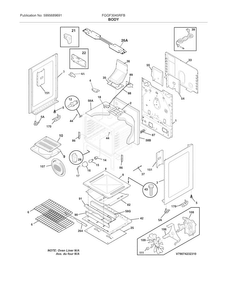Body Diagram and Parts List for FGGF3045RFB  Frigidaire Range