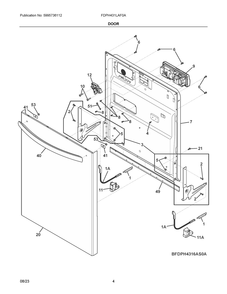 Door Diagram and Parts List for FDPH431LAF0A  Frigidaire Dishwasher