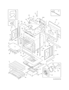 Lower Oven Diagram and Parts List for EI30EW45PSB  Electrolux Wall Oven